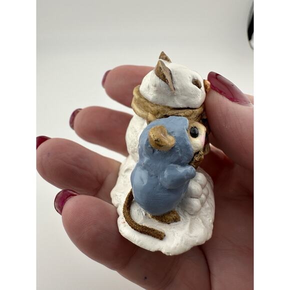 Wee Forest Folk "Snowman and Friend" M-084 AP 1982 Blue Snow Suit - Picture 4 of 10